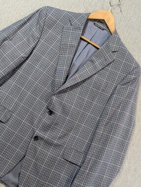 Jack Victor Zelander Wool Plaid Blazer 42R Blue Exclusive Collection